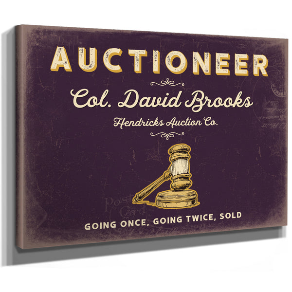 Personalized Auctioneer Sign, Going Once, Going Twice, Sold, Plum & Mustard, image 8