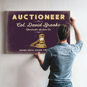 Personalized Auctioneer Sign, Going Once, Going Twice, Sold, Plum & Mustard, image 9