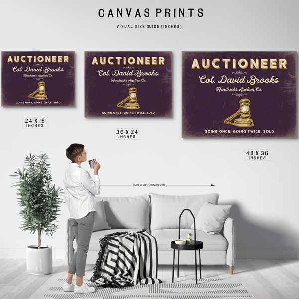 Personalized Auctioneer Sign, Going Once, Going Twice, Sold, Plum & Mustard, image 10