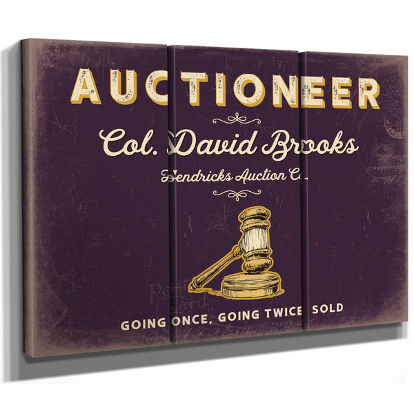 Personalized Auctioneer Sign, Going Once, Going Twice, Sold, Plum & Mustard, image 14