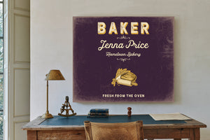 Personalized Baker Sign, Fresh From the Oven, Plum & Mustard, image 2