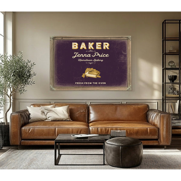 Personalized Baker Sign, Fresh From the Oven, Plum & Mustard, image 3