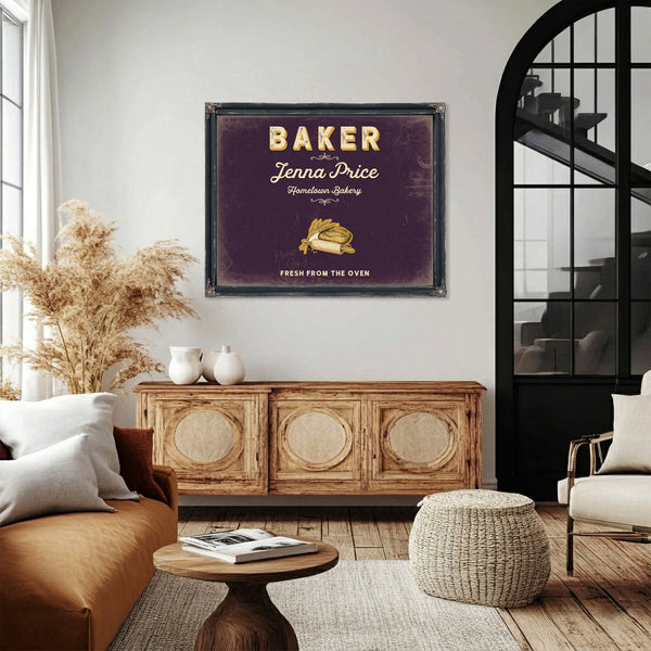 Personalized Baker Sign, Fresh From the Oven, Plum & Mustard, image 4