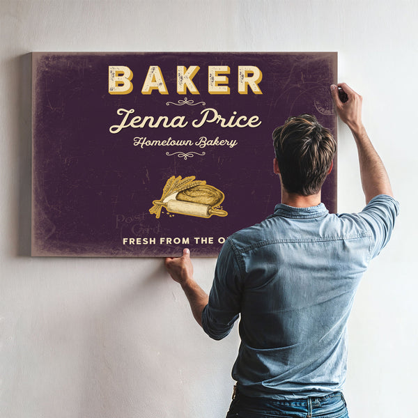 Personalized Baker Sign, Fresh From the Oven, Plum & Mustard, image 9