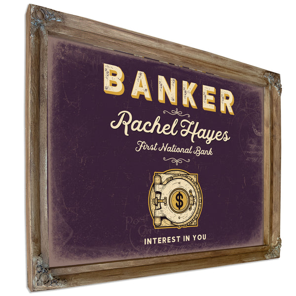 Personalized Banker Sign, Interest in You, Plum & Mustard, image 6