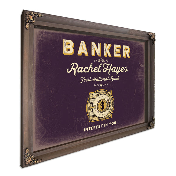 Personalized Banker Sign, Interest in You, Plum & Mustard, image 7