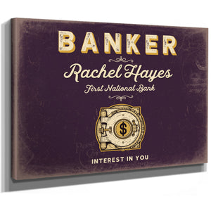 Personalized Banker Sign, Interest in You, Plum & Mustard, image 8