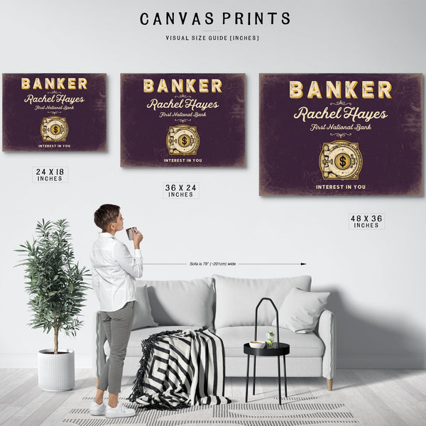 Personalized Banker Sign, Interest in You, Plum & Mustard, image 10