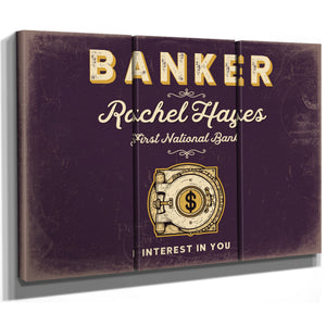 Personalized Banker Sign, Interest in You, Plum & Mustard, image 14
