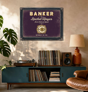 Personalized Banker Sign, Interest in You, Plum & Mustard, image 20