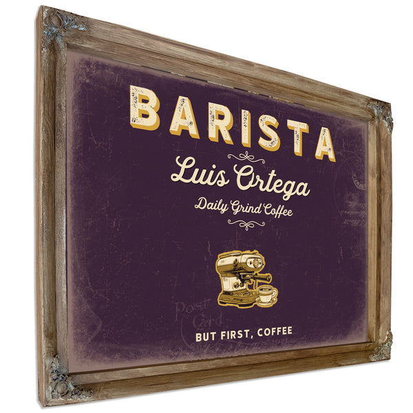 Personalized Barista Sign, But First, Coffee, Plum & Mustard, image 6