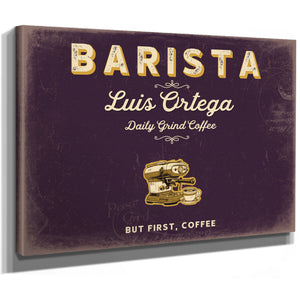 Personalized Barista Sign, But First, Coffee, Plum & Mustard, image 8
