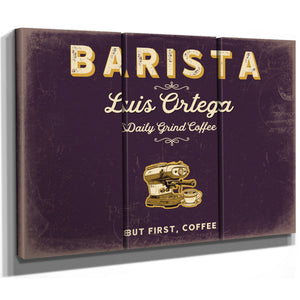 Personalized Barista Sign, But First, Coffee, Plum & Mustard, image 14