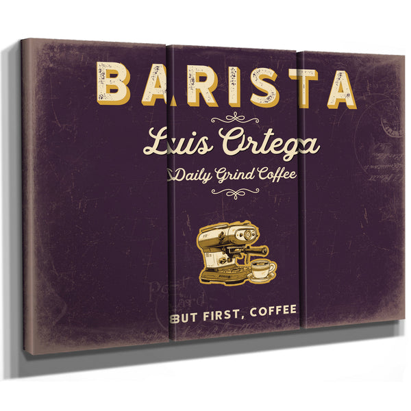 Personalized Barista Sign, But First, Coffee, Plum & Mustard, image 14