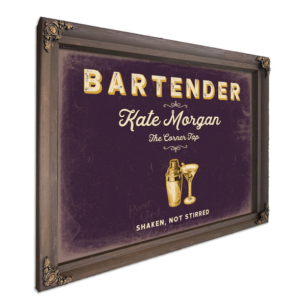 Personalized Bartender Sign, Shaken, Not Stirred, Plum & Mustard, image 7