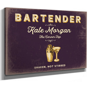 Personalized Bartender Sign, Shaken, Not Stirred, Plum & Mustard, image 8