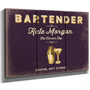 Personalized Bartender Sign, Shaken, Not Stirred, Plum & Mustard, image 14