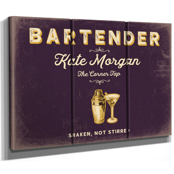 Personalized Bartender Sign, Shaken, Not Stirred, Plum & Mustard, image 14