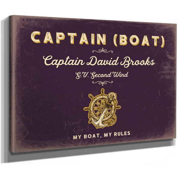 Personalized Boat Captain Sign, My Boat, My Rules, Plum & Mustard, image 8