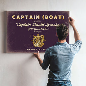 Personalized Boat Captain Sign, My Boat, My Rules, Plum & Mustard, image 9