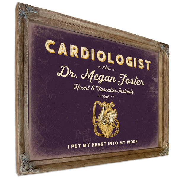 Personalized Cardiologist Sign, I Put My Heart Into My Work, Plum & Mustard, image 6