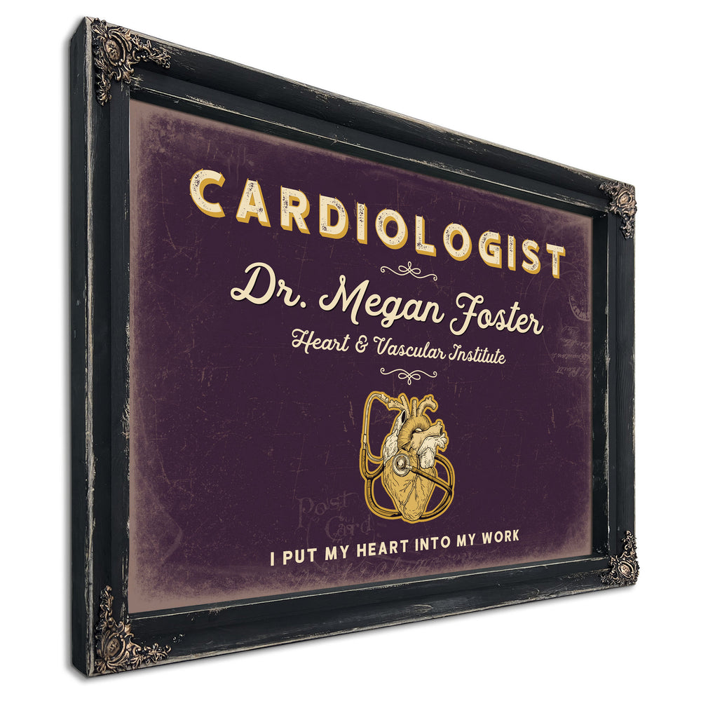Personalized Cardiologist Sign, I Put My Heart Into My Work, Plum & Mustard, image 1