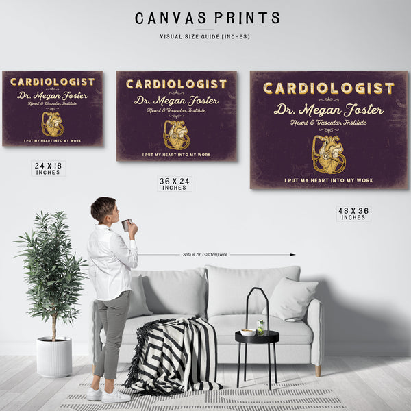 Personalized Cardiologist Sign, I Put My Heart Into My Work, Plum & Mustard, image 10