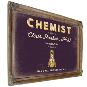 Personalized Chemist Sign, I Have All the Solutions, Plum & Mustard, image 6