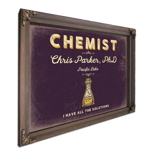 Personalized Chemist Sign, I Have All the Solutions, Plum & Mustard, image 7