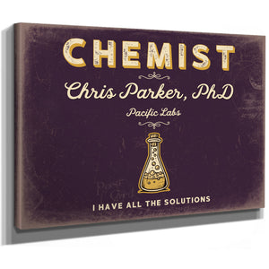 Personalized Chemist Sign, I Have All the Solutions, Plum & Mustard, image 8