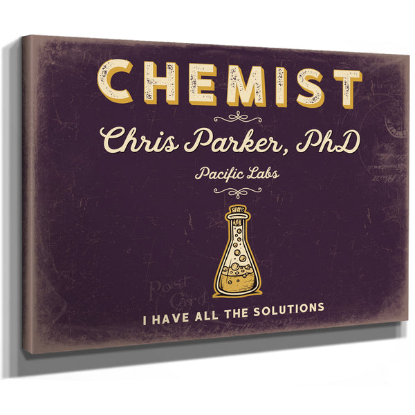 Personalized Chemist Sign, I Have All the Solutions, Plum & Mustard, image 8