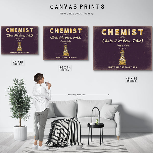 Personalized Chemist Sign, I Have All the Solutions, Plum & Mustard, image 10