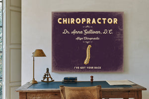 Personalized Chiropractor Sign, I've Got Your Back, Plum & Mustard, image 2