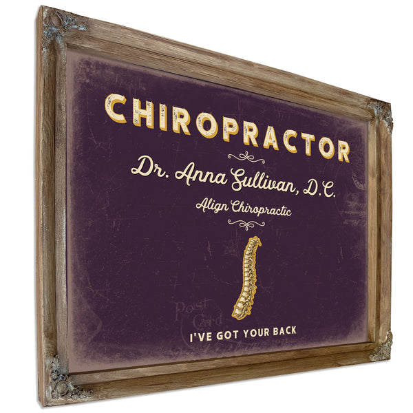 Personalized Chiropractor Sign, I've Got Your Back, Plum & Mustard, image 6