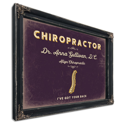 Personalized Chiropractor Sign, I've Got Your Back, Plum & Mustard, image 1