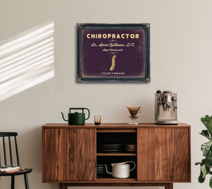 Personalized Chiropractor Sign, I've Got Your Back, Plum & Mustard, image 15