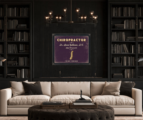 Personalized Chiropractor Sign, I've Got Your Back, Plum & Mustard, image 16