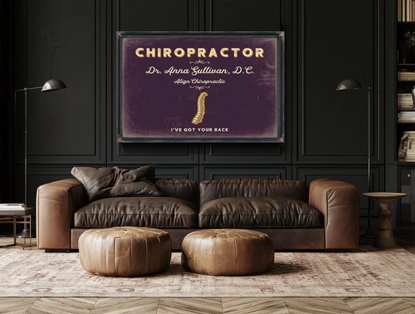 Personalized Chiropractor Sign, I've Got Your Back, Plum & Mustard, image 17