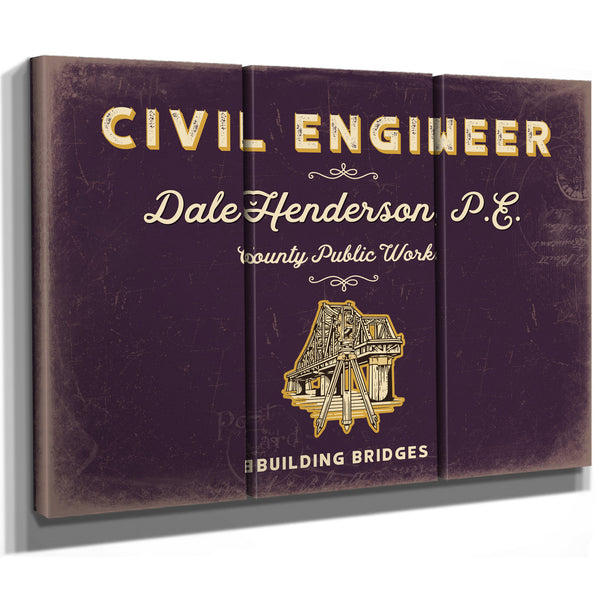 Personalized Civil Engineer Sign, Building Bridges, Plum & Mustard, image 14