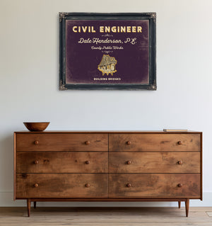 Personalized Civil Engineer Sign, Building Bridges, Plum & Mustard, image 19