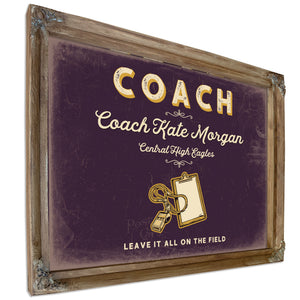 Personalized Coach Sign, Leave It All on the Field, Plum & Mustard, image 6