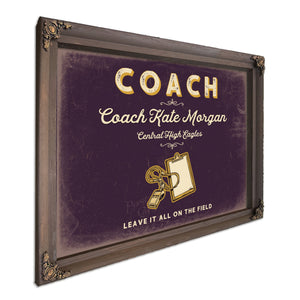 Personalized Coach Sign, Leave It All on the Field, Plum & Mustard, image 7