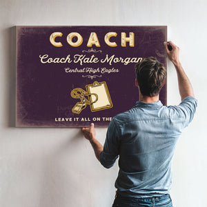Personalized Coach Sign, Leave It All on the Field, Plum & Mustard, image 9