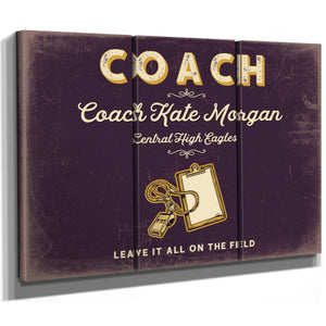 Personalized Coach Sign, Leave It All on the Field, Plum & Mustard, image 14