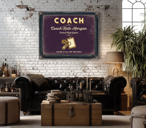 Personalized Coach Sign, Leave It All on the Field, Plum & Mustard, image 18