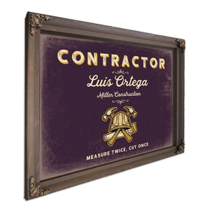 Personalized Contractor Sign, Measure Twice, Cut Once, Plum & Mustard, image 7