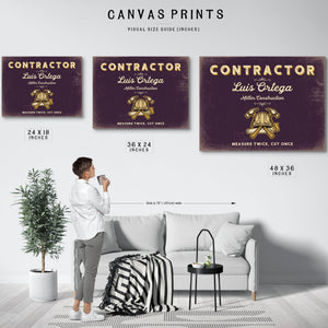 Personalized Contractor Sign, Measure Twice, Cut Once, Plum & Mustard, image 10