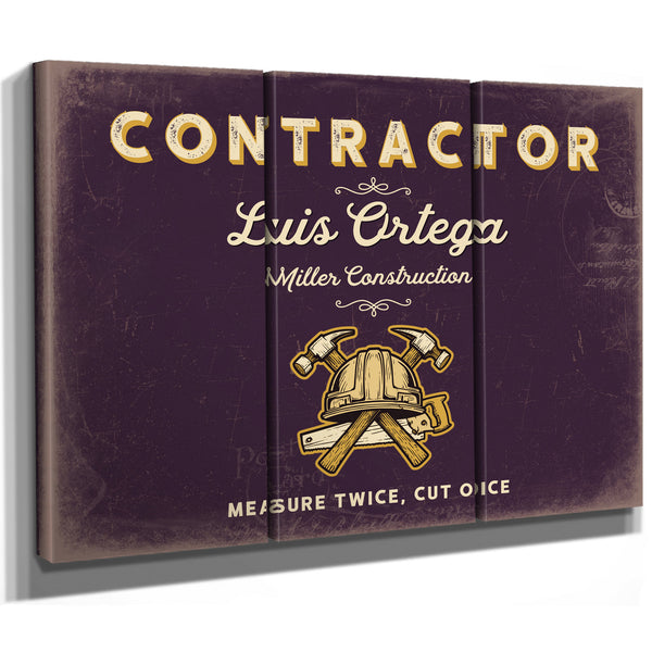 Personalized Contractor Sign, Measure Twice, Cut Once, Plum & Mustard, image 14