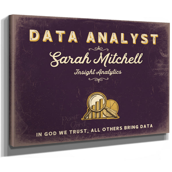 Personalized Data Analyst Sign, In God We Trust, All Others Bring Data, Plum & Mustard, image 8