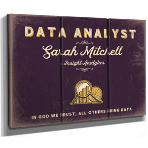 Personalized Data Analyst Sign, In God We Trust, All Others Bring Data, Plum & Mustard, image 14
